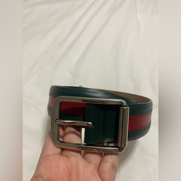Gucci Men's Belt with Green and Red Stripes